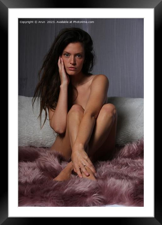 White Caucasian model in a studio Framed Mounted Print by Arun 
