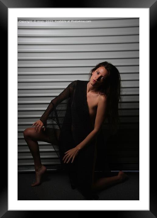 White Caucasian model in a studio Framed Mounted Print by Arun 