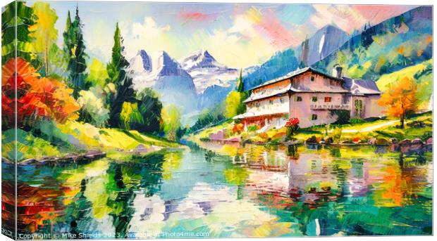 Stunning Lakeside Hotel  Canvas Print by Mike Shields