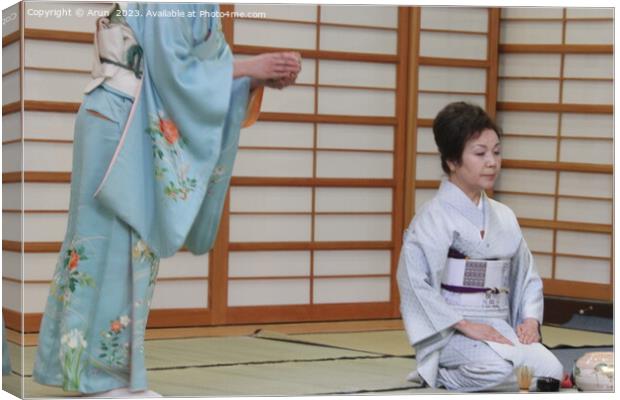 Tea Ceremony - Cherry Blossom Festival Canvas Print by Arun 