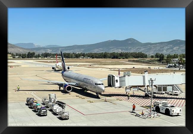 Aeroflot Jet at Bodrum Airport  Framed Print by David Pyatt