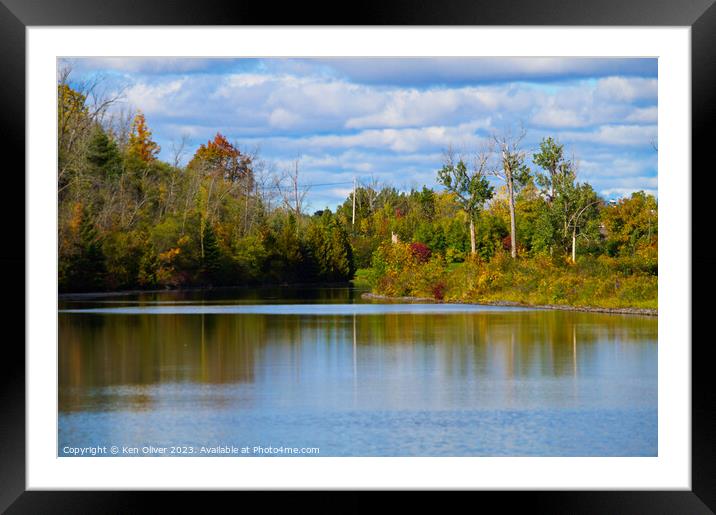 Autumn splendor along the Riverbank Framed Mounted Print by Ken Oliver