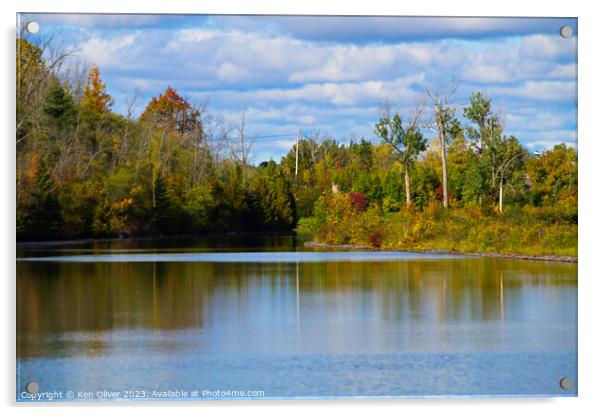 Autumn splendor along the Riverbank Acrylic by Ken Oliver
