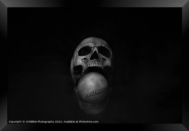 Skull baseball  Framed Print by Infallible Photography