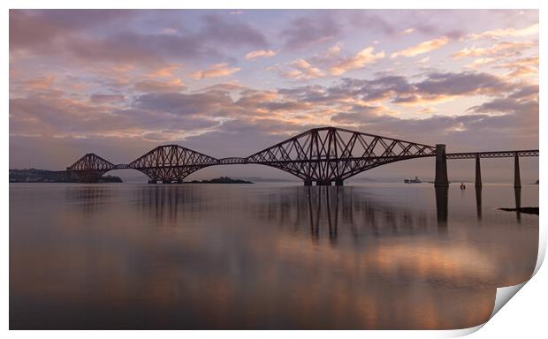 Sunrise over the Forth rail bridge Print by Kevin Winter