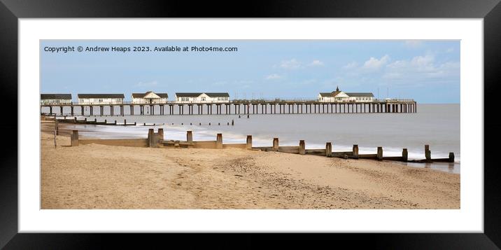 Southwold pier on summers day Framed Mounted Print by Andrew Heaps