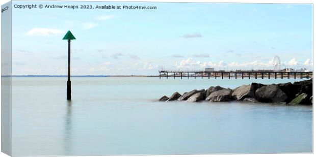Felixstowe pier viewed from beach. Canvas Print by Andrew Heaps