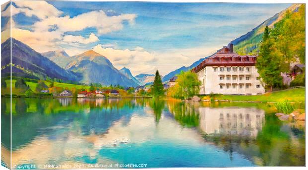 Lakeside Luxury Hotel Canvas Print by Mike Shields
