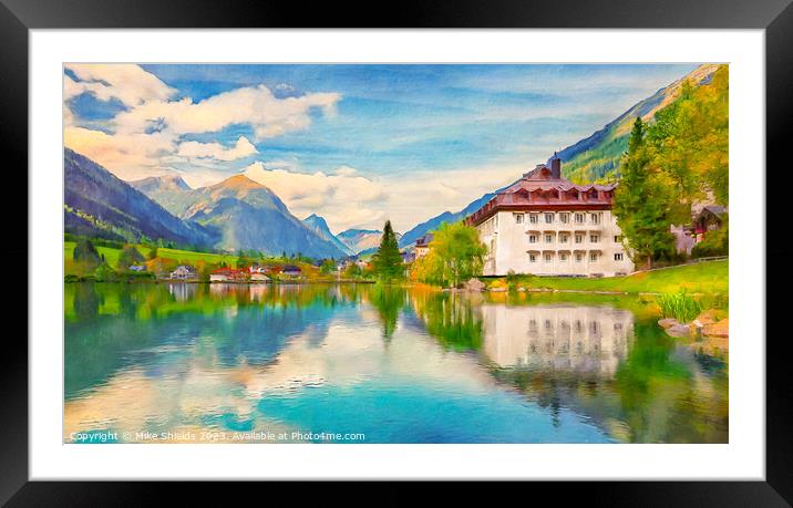 Lakeside Luxury Hotel Framed Mounted Print by Mike Shields