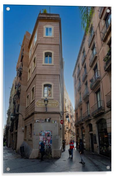 A Barcelona Street Acrylic by Glen Allen
