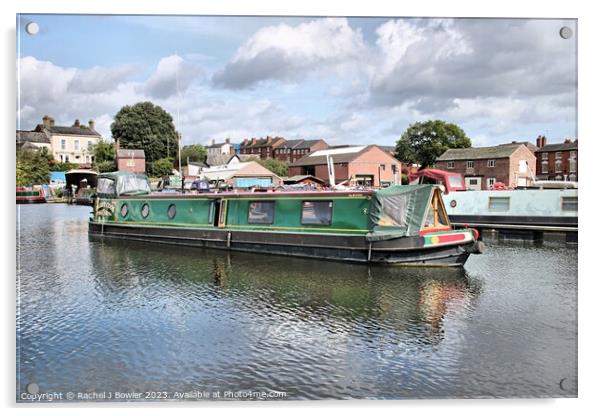 Narrowboat in Colour at Stourport-on-Severn Acrylic by RJ Bowler