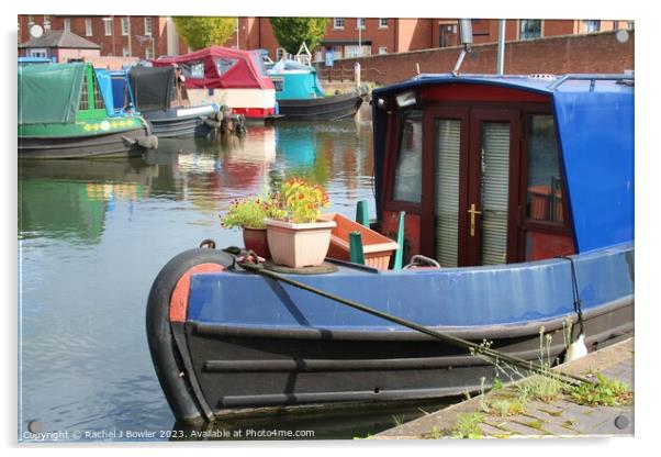 Colourful Narrowboats at Stourport-on-Severn Acrylic by RJ Bowler