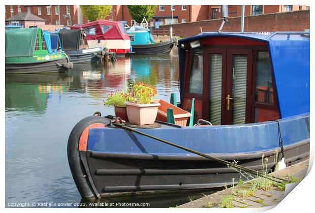 Colourful Narrowboats at Stourport-on-Severn Print by RJ Bowler