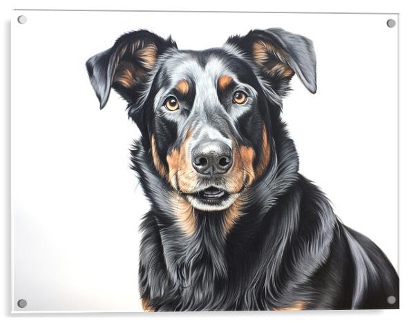 Beauceron Pencil Drawing Acrylic by K9 Art