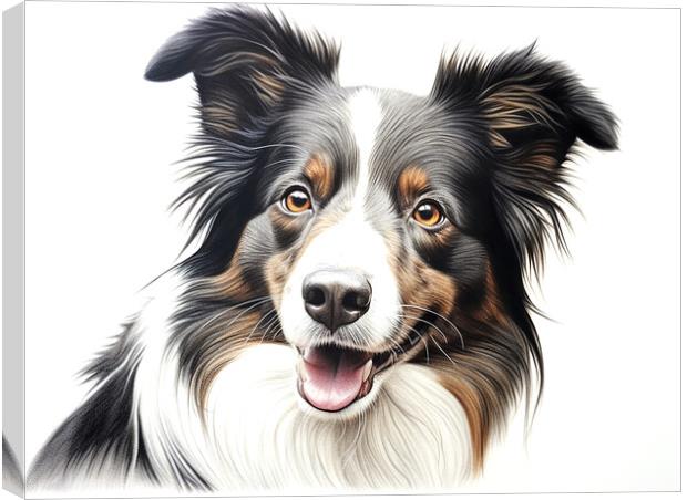 Pencil Drawing Border Collie Canvas Print by K9 Art