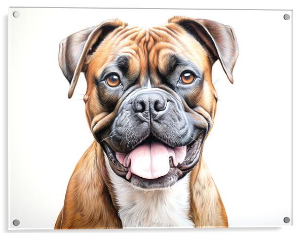 Boxer Pencil Drawing Acrylic by K9 Art