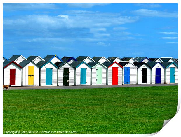 Beach huts, Paignton, Devon. Print by john hill