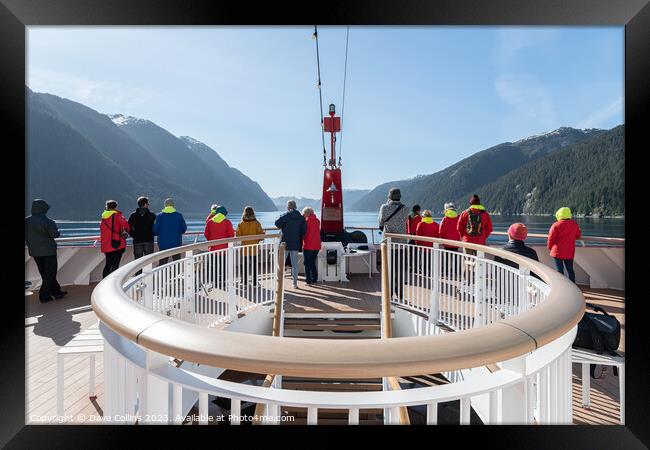 Passengers on the bow of the Hurtigruten Expedition Ship Roald Amnundsen, Alaska, USA Framed Print by Dave Collins