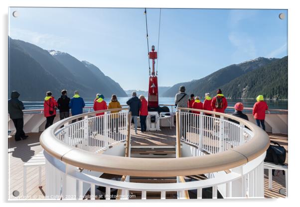 Passengers on the bow of the Hurtigruten Expedition Ship Roald Amnundsen, Alaska, USA Acrylic by Dave Collins