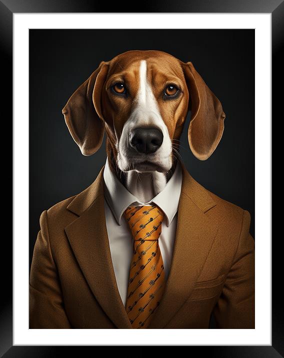 American Foxhound Framed Mounted Print by K9 Art
