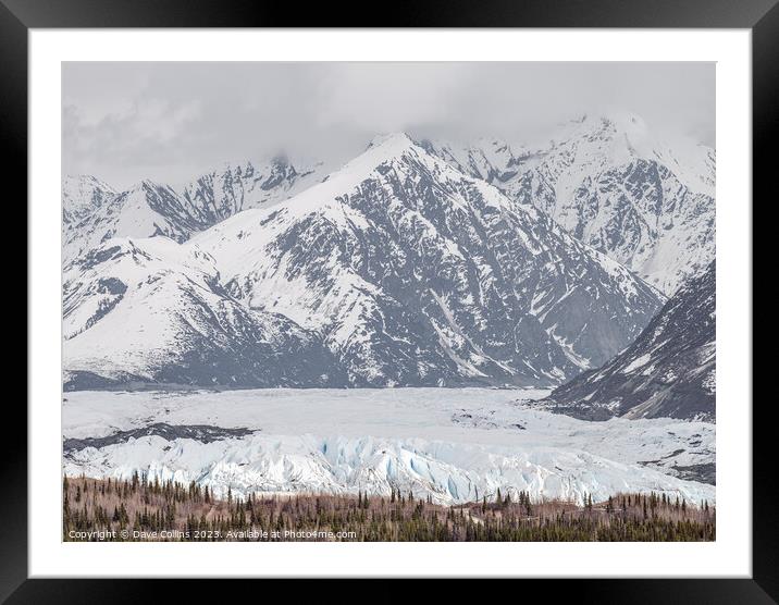 Matanuska Glacier face with snow covered mountains behind in Alaska, USA Framed Mounted Print by Dave Collins