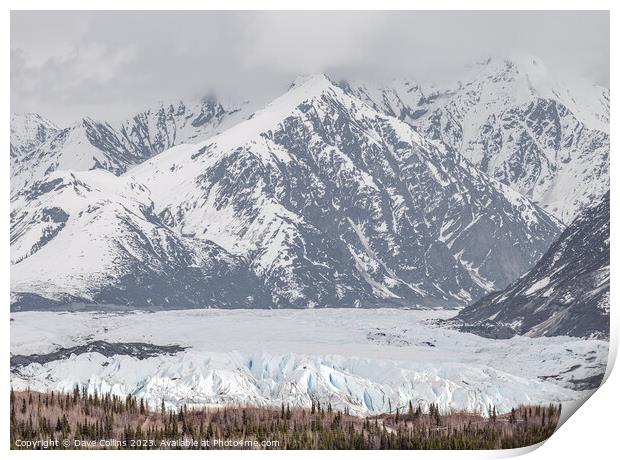 Matanuska Glacier face with snow covered mountains behind in Alaska, USA Print by Dave Collins