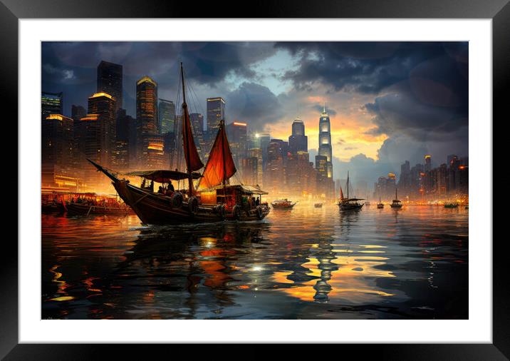 Hong Kong Night Framed Mounted Print by Brian Tarr