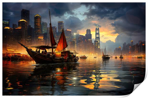 Hong Kong Night Print by Brian Tarr