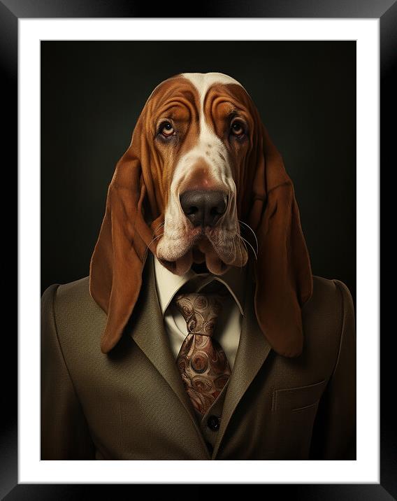 Basset Hound Framed Mounted Print by K9 Art