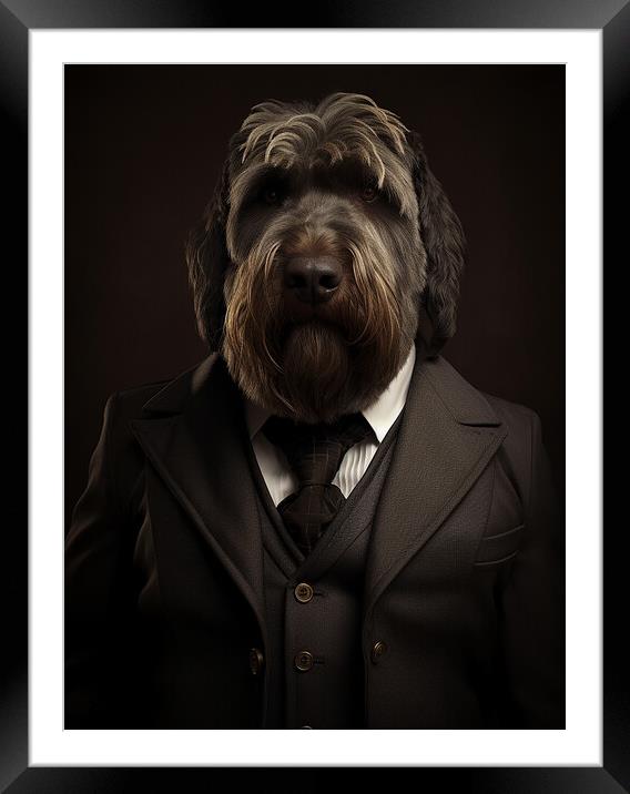 Black Russian Terrier Framed Mounted Print by K9 Art