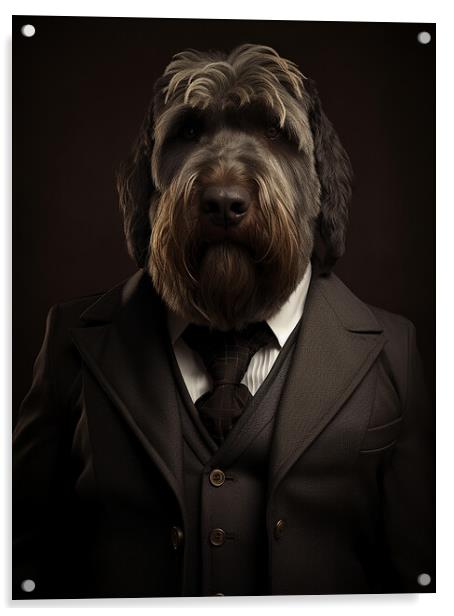Black Russian Terrier Acrylic by K9 Art