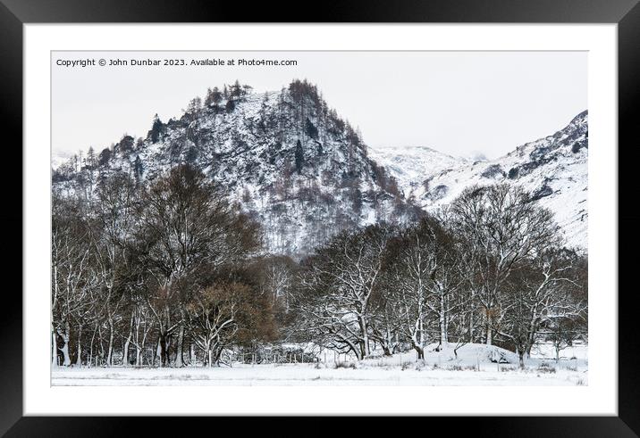 Winters Touch on Castle Crag Framed Mounted Print by John Dunbar