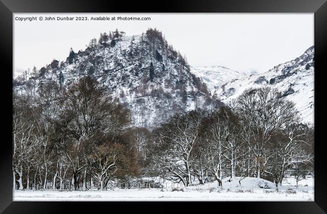 Winters Touch on Castle Crag Framed Print by John Dunbar