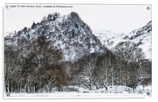 Winters Touch on Castle Crag Acrylic by John Dunbar