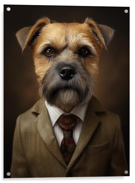 Border Terrier Acrylic by K9 Art