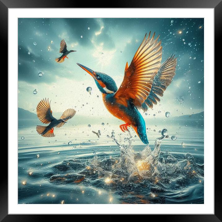 kingfisher blue Framed Mounted Print by kathy white
