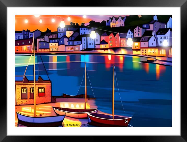 Harbour Nights Framed Mounted Print by Beryl Curran