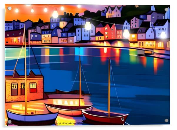 Harbour Nights Acrylic by Beryl Curran