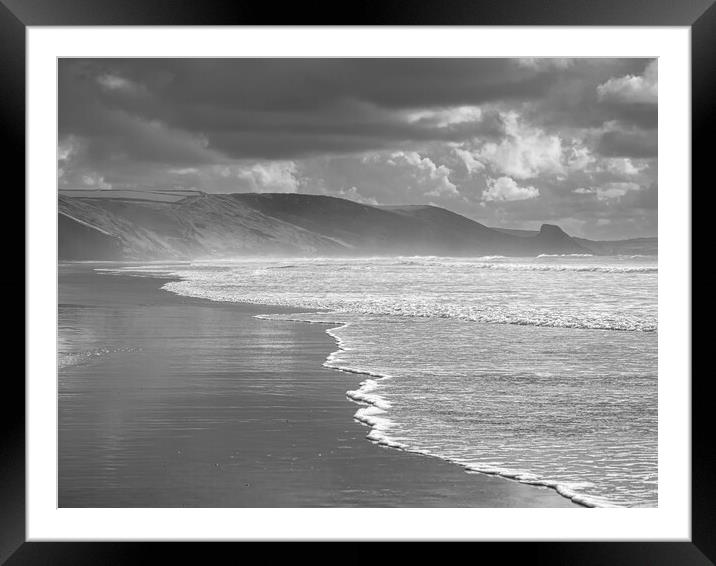 Storm at Newgale, Pembrokeshire. Black and White. Framed Mounted Print by Colin Allen