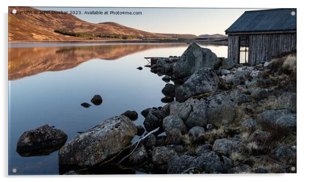 Loch Muick Boathouse Acrylic by John Dunbar
