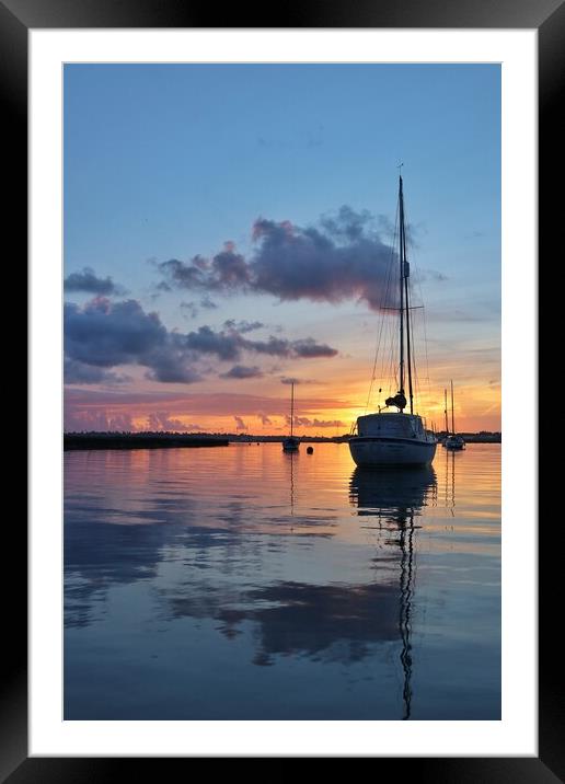 Sunrise calm colours over Brightlingsea Harbour  Framed Mounted Print by Tony lopez