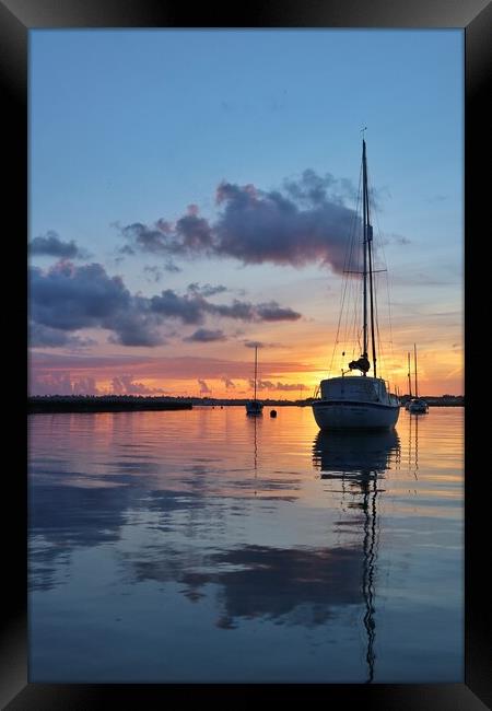 Sunrise calm colours over Brightlingsea Harbour  Framed Print by Tony lopez
