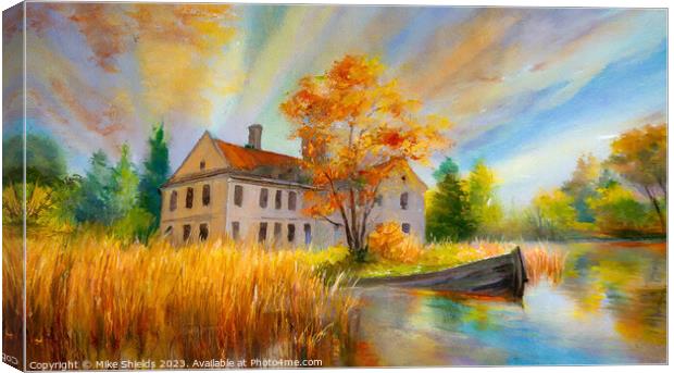House by a River Canvas Print by Mike Shields