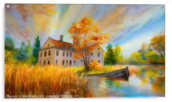 House by a River Acrylic by Mike Shields