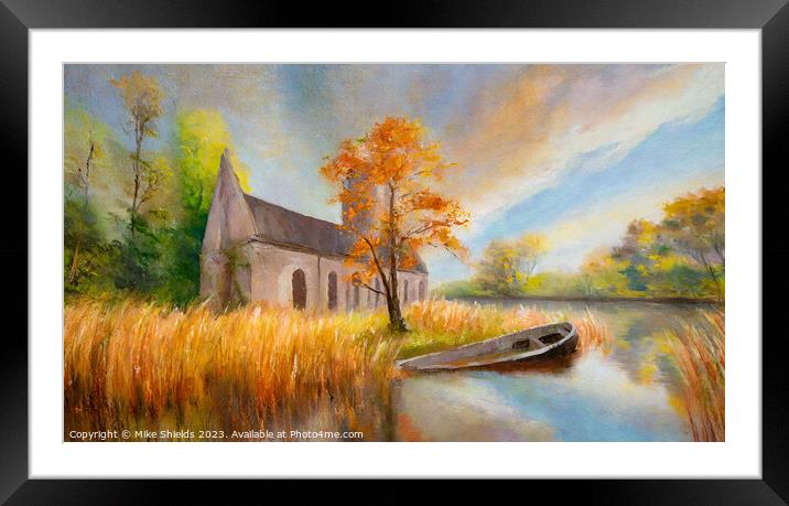 Church by the River Framed Mounted Print by Mike Shields