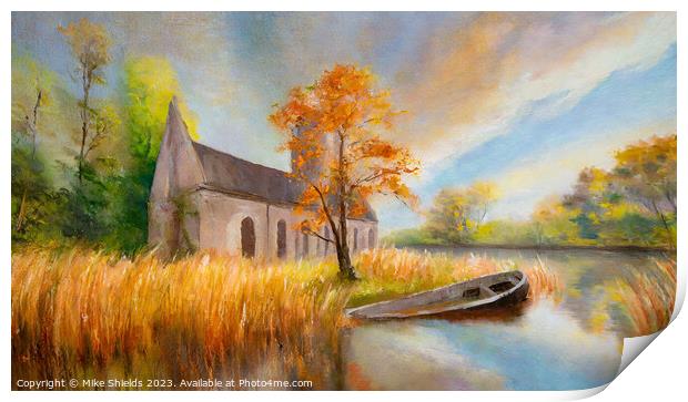 Church by the River Print by Mike Shields