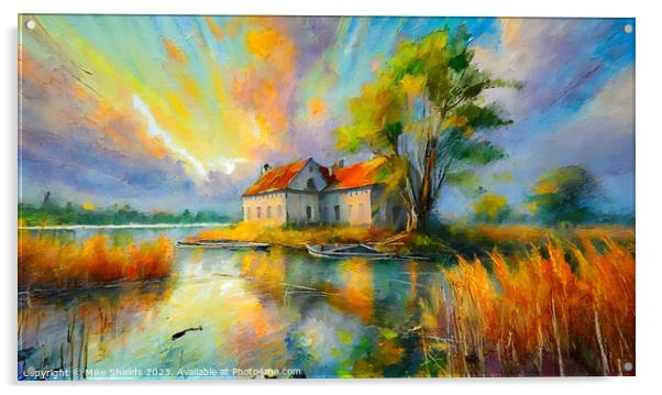River Villa Sunset Acrylic by Mike Shields