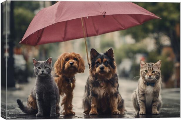 Raining Cats and Dogs Canvas Print by Picture Wizard