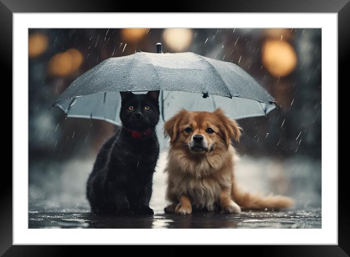 Raining Cats and Dogs Framed Mounted Print by Picture Wizard