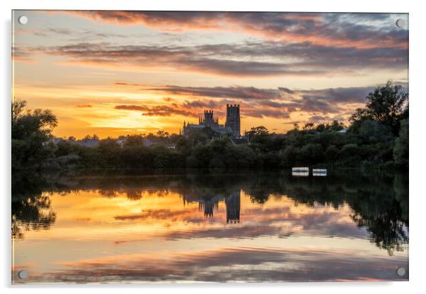 Sunset behind Ely Cathedral from Roswell Pits Nature Reserve, 22 Acrylic by Andrew Sharpe